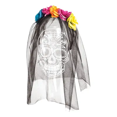 Day of the Dead Diadem med Slöja - One size