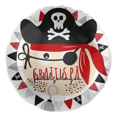 Folieballong Grattis på Födelsedagen Pirat