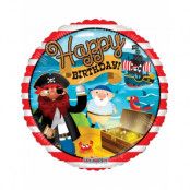 Happy Birthday - Folieballong med Pirattema 46 cm