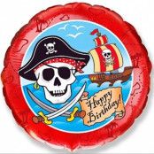 Heliumballong pirat rund Happy Birthday