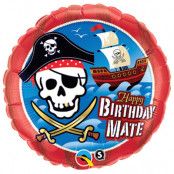 Heliumballong pirat rund Happy Birthday mate!