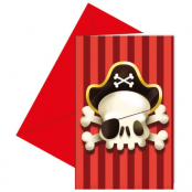 Inbjudningskort Mäktiga Pirat 6-pack