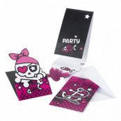 Inbjudningskort rosa pirat 6-pack