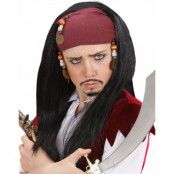 Jack Sparrow - Svart Piratperuk till Barn med huvudbonad