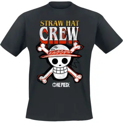 One Piece - Anime T-shirt - Strawhat Pirates Logo - S XXL - för Herr - svart