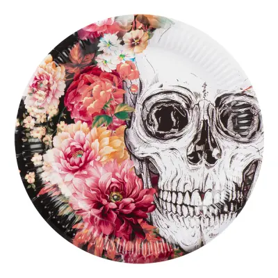 Papperstallrikar Döskalle och Blommor - 6-pack