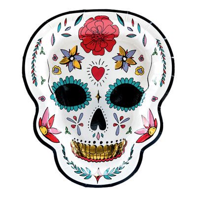 Papperstallrikar Dia de Los Muertos Döskalle - 6-pack