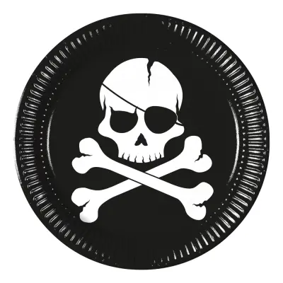Papperstallrikar Jolly Roger - 8-pack