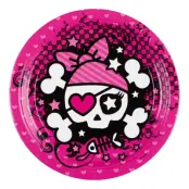 Papperstallrikar Pirat Rosa - 8-pack