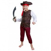 Barndräkt, randig pirat 122/128 cl