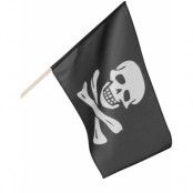 Piratflagga med Vit Dödskalle - Pirates of the Seven Seas