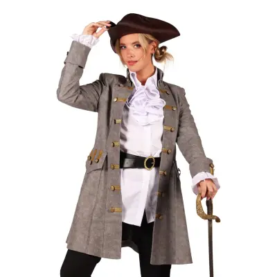 Piratjacka Grå Dam Deluxe - X-Small