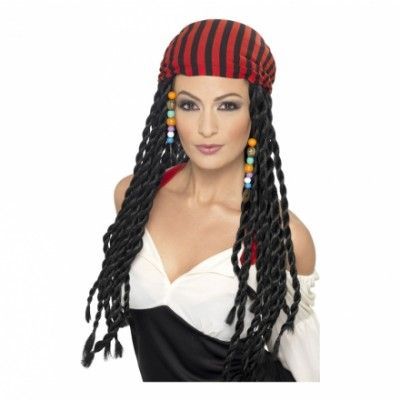 Piratperuk med Flätor och Pärlor - One size