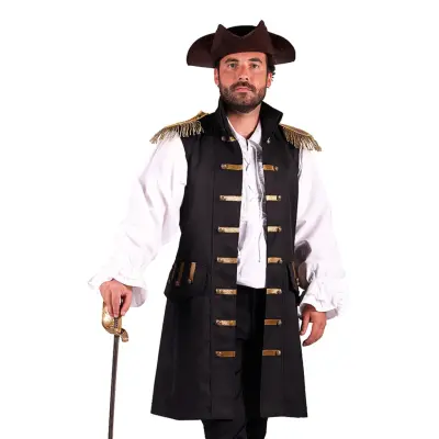 Piratväst Svart Herr Deluxe - Small