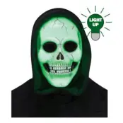 Döskallemask LED med Huva Grön - One size