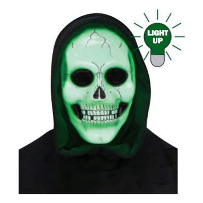 Döskallemask LED med Huva Grön - One size