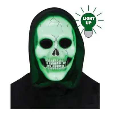 Döskallemask LED med Huva Grön - One size