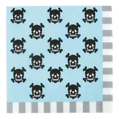 Servetter Piratkalas Blå/Svart - 20-pack