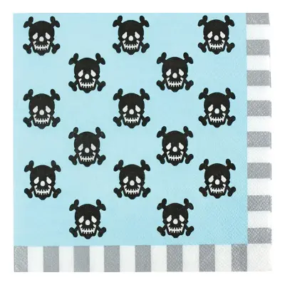 Servetter Piratkalas Blå/Svart - 20-pack