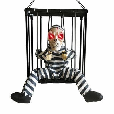 Skelett i Bur Halloween Prop