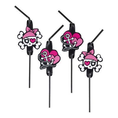 Sugrör Pirat Rosa - 8-pack