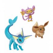 Pokemon Battle Figure Set 3 pack Vaporeon, Eevee og Aipom