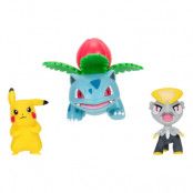 Pokemon Battle Figure Set Figure 3-Pack Pikachu #2, Jangmo-o, Ivysaur