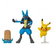 Pokemon Battle Figure Set Figure 3-Pack Pikachu, Omanyte, Lucario