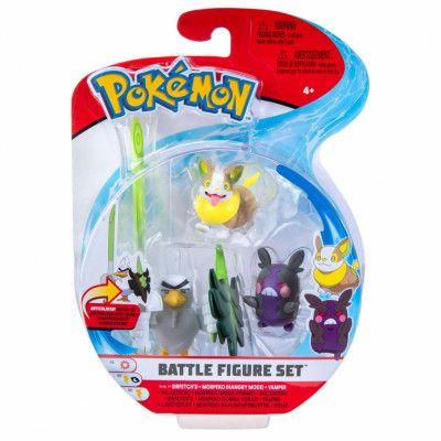 Pokemon Battle Figure Set Sirfetchd/Morpeko (Hangry Mode)/Yamper