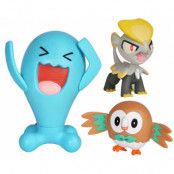 Pokemon - Battle Mini Figures Rowlet, Jangmo-o & Wobbuffet