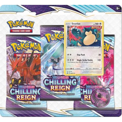 Pokemon Chilling Reign Sword & Shield 6 3-pack (Välj mellan 2 olika varianter) : Model - Snorlax