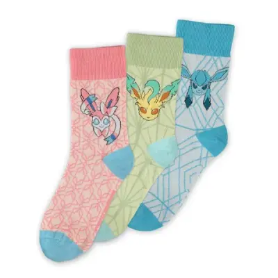 Pokemon - Eevee Evolution Ii - Pack Of 3 Pairs Of Socks (T39-42)