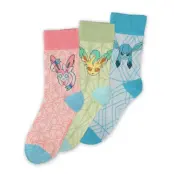 Pokemon - Eevee Evolution Ii - Pack Of 3 Pairs Of Socks (T43-46)