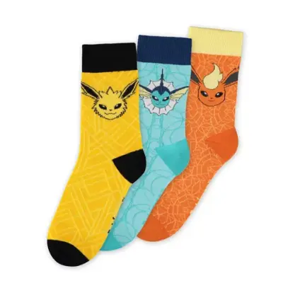 Pokemon - Eevee Evolution - Pack Of 3 Pairs Of Socks (T35-38)