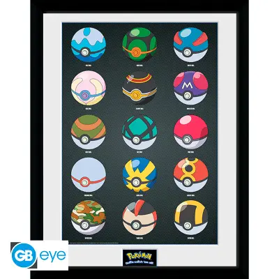 Pokemon Framed print Pokeballs (30x40)