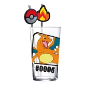 Pokemon Glass Tumbler with Straws Charizard 480 ml