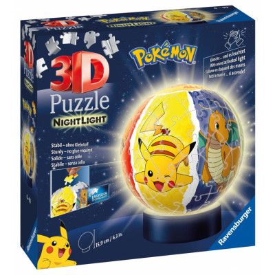 Pokemon Night Light 3D Pusselboll 72 bitar - Pokemon -  Leksaksaffären