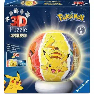Pokemon Nightlight LED 3D Pusselboll 73 bitar - Pokemon -  Leksaksaffären