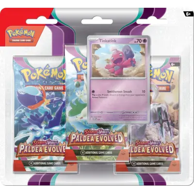 Pokemon Paldea Evolved 3-pack Blister : Model - Tinkatink
