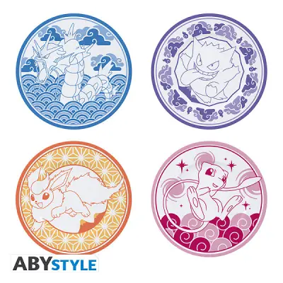 POKEMON - Set of 4 Plates - Japanese Style 21cm Diameter
