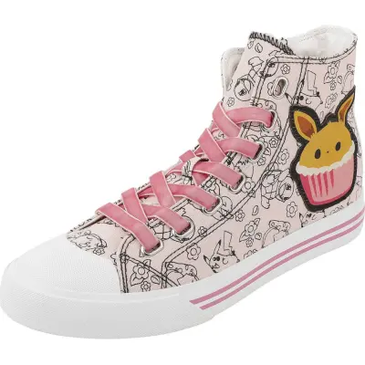 Pokémon - gaming Höga sneakers - Evoli - Cupcake - EU37 EU42 - för Dam - rosa/vit
