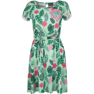 Pokémon - gaming Kort klänning - Bisasam - S - för Dam - flerfärgad