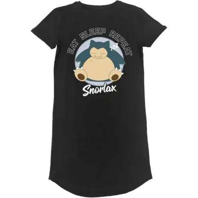 Pokémon - gaming Kort klänning - Relaxo - Eat sleep Repeat - S - för Dam - svart