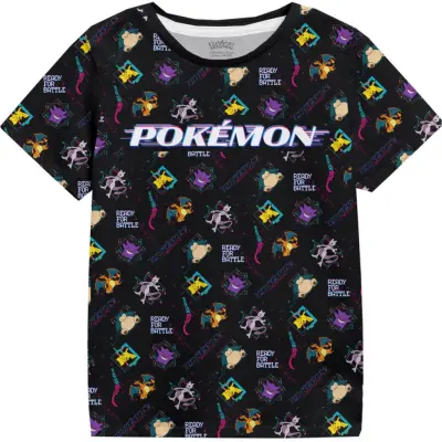 Pokémon - gaming T-shirt - Barn - Distortion - 104 116 - för barn - svart