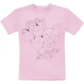 Pokémon - gaming T-shirt - Barn - Pikachu and Eevee - 140 - för barn - rosa