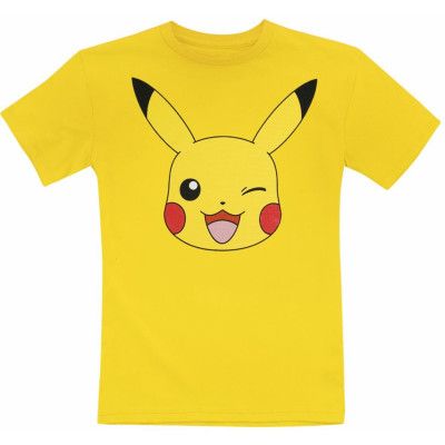 Pokémon - gaming T-shirt - Barn - Pikachu Face - 128 152 - för barn - gul