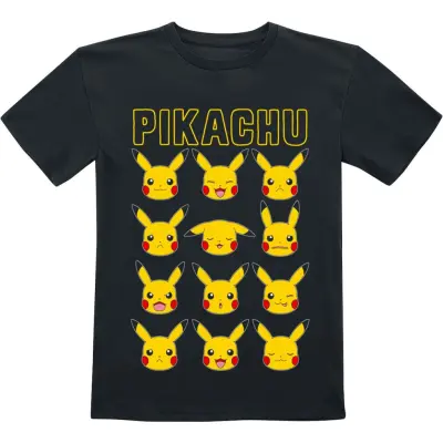 Pokémon - gaming T-shirt - Barn - Pikachu Faces - 152 - för barn - svart