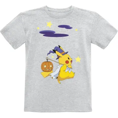Pokémon - gaming T-shirt - Barn - Pikachu - Halloween - 140 164 - för barn - grå