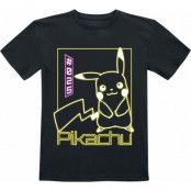 Pokémon - gaming T-shirt - Barn - Pikachu - Neon - 104 116 - för barn - svart