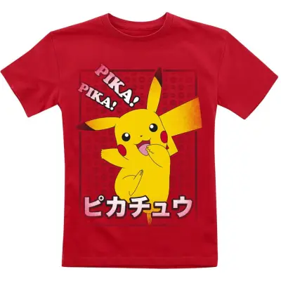 Pokémon - gaming T-shirt - Barn - Pikachu - Pika, Pika! - 104 152 - för barn - röd